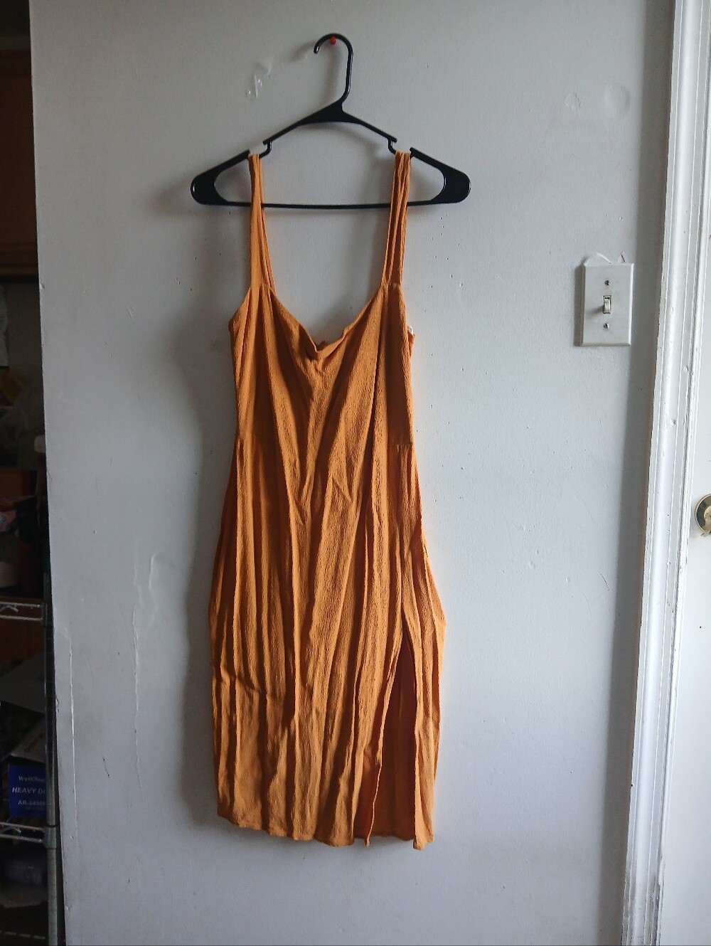 Reformation Mustard Yellow Slip Midi Dress
